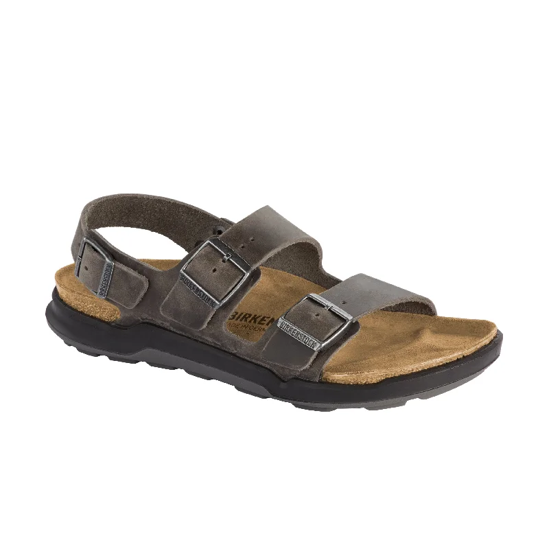 Men's sandals with a stretchy strap for a better fitMilano Cross Town Iron Oiled Leather