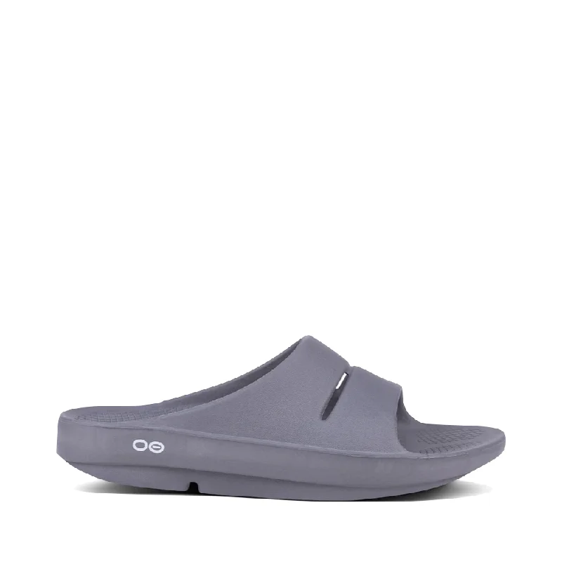 Men's sandals with a removable insole for cleaningOOfos OOahh Slide Sandal in Slate