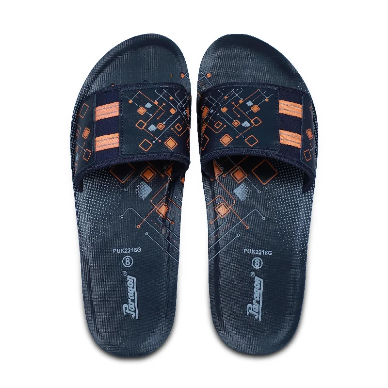 Men's sandals with a contrast stitching detailParagon  PUK2218G Men Casual Sliders | Stylish Trendy Lightweight Slides | Casual & Comfortable Slippers | For Everyday Use