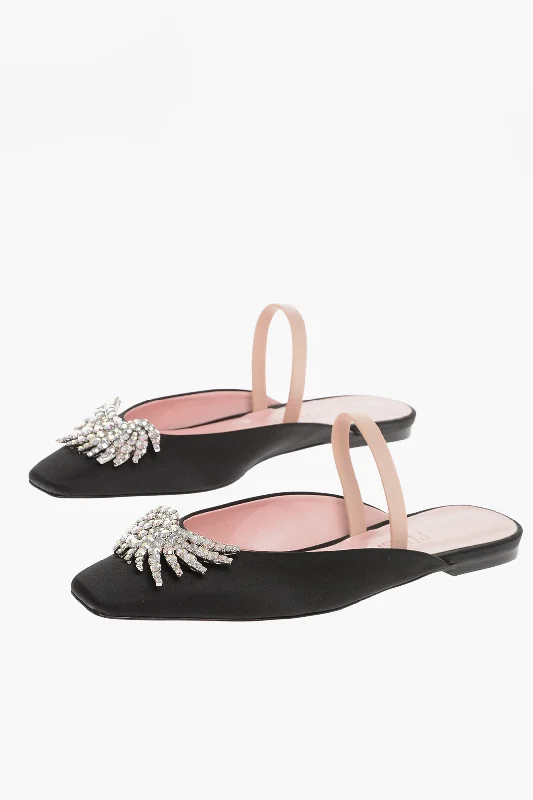 Men's sandals with a removable insole for cleaningPiferi Jewels Embellished Satin Mules