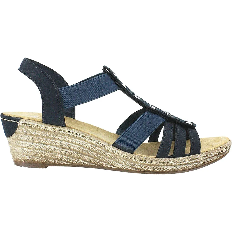 Flip - flop style men's sandals for beach wearWomen's Rieker 62436-14 Fanni 36 Blue Synthetic