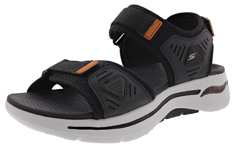 Men's leather sandals with an adjustable strapSkechers Men's Go Walk Arch Fit Sandal Adjustable Outdoor Sandals