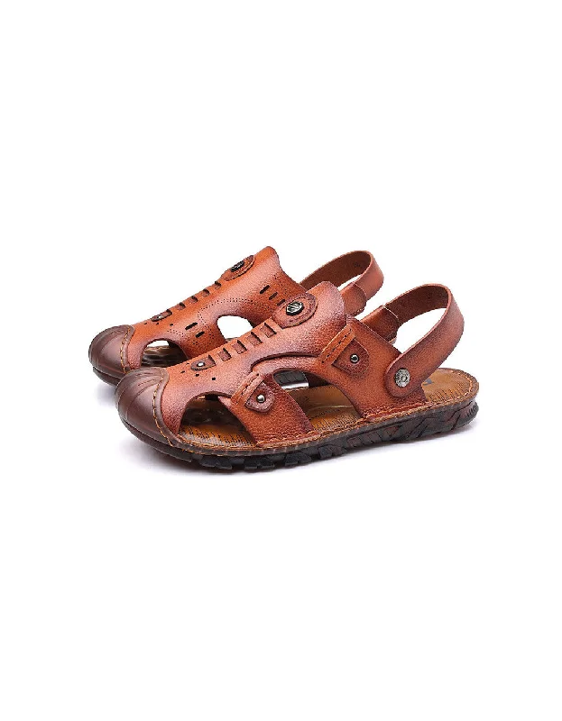 Men's sandals with a padded heelSummer Cut-out Leather Sandals Slingback for Men 38-44