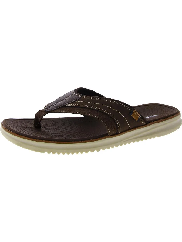 Men's sandals with a cushioned footbedSync In Mens Faux Leather Thong Flip-Flops