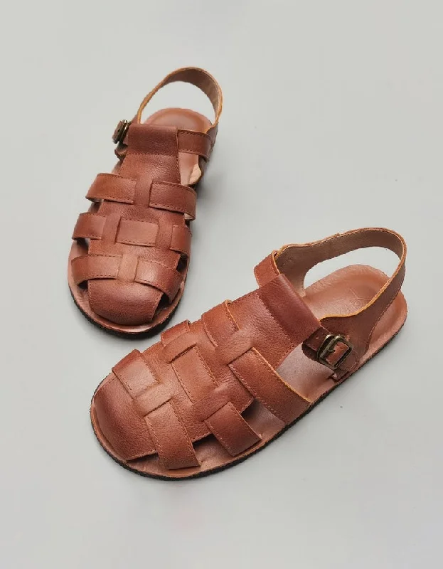 Men's sandals with a leather lining for comfortT-strap Leather Woven Fisherman Sandals for Men 38-45