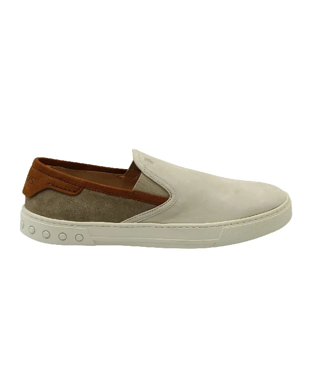 Men's sandals with a rubber sole for tractionTod's Slip On Low Top Sneakers in Beige Suede