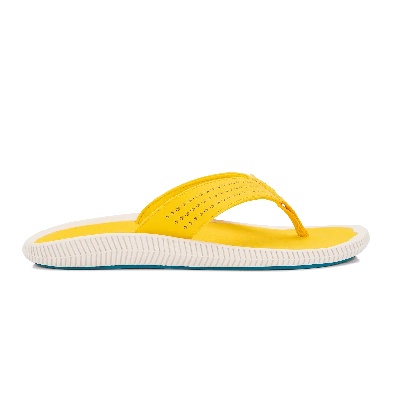 Men's sandals with a toe post designUlele - Yellow Hibiscus