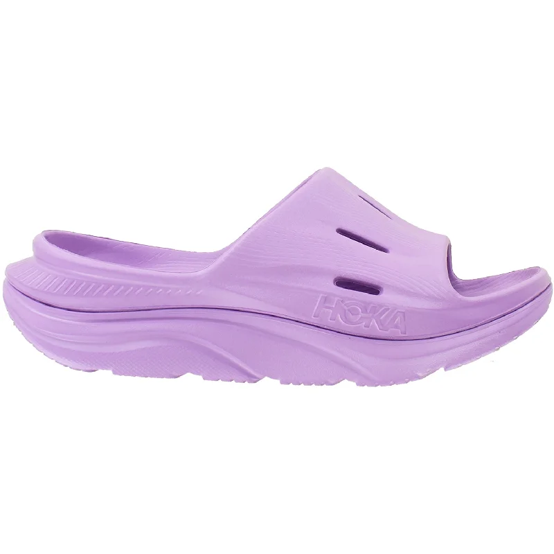 Men's sandals with a removable insole for cleaningUnisex Hoka Ora Recovery Slide 3 Violet Bloom/Violet EVA