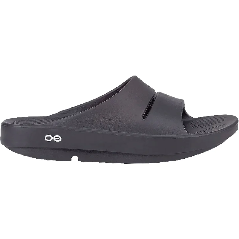 Men's sandals with a stretchy strap for a better fitUnisex OOFOS OOahh Black Synthetic