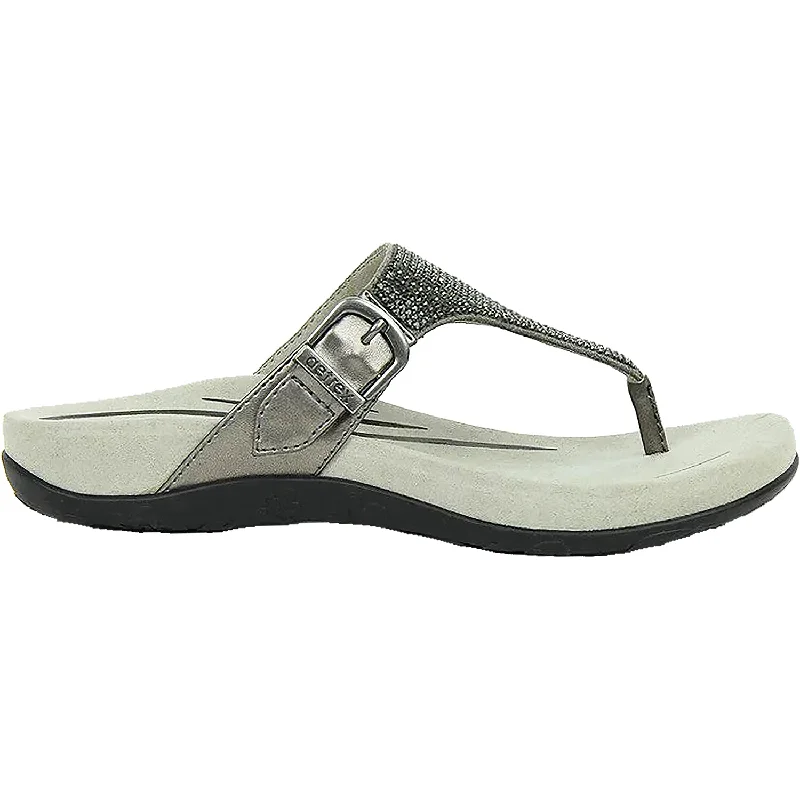 Men's sandals with a wide strap for supportWomen's Aetrex Rae Gunmetal Leather