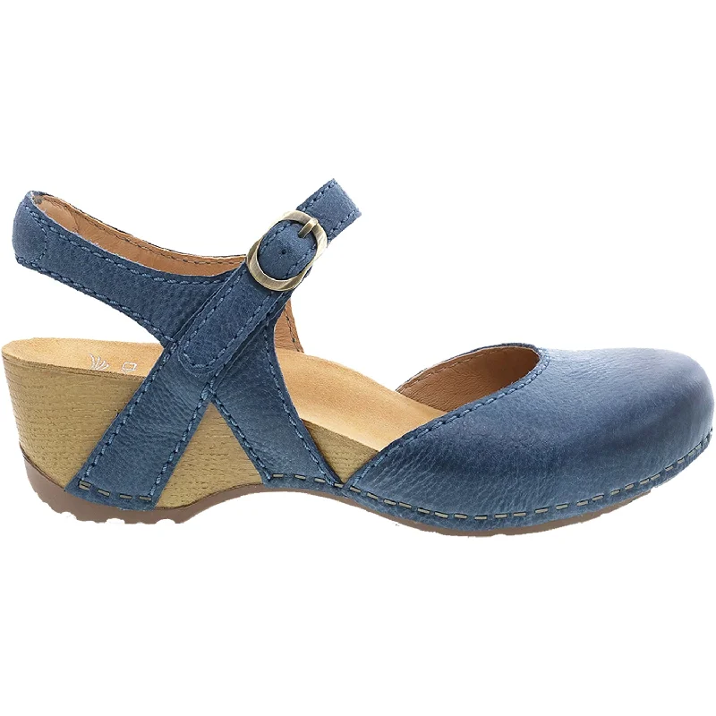 Men's sandals with a flexible sole for easy movementWomen's Dansko Tiffani Blue Milled Burnished Leather