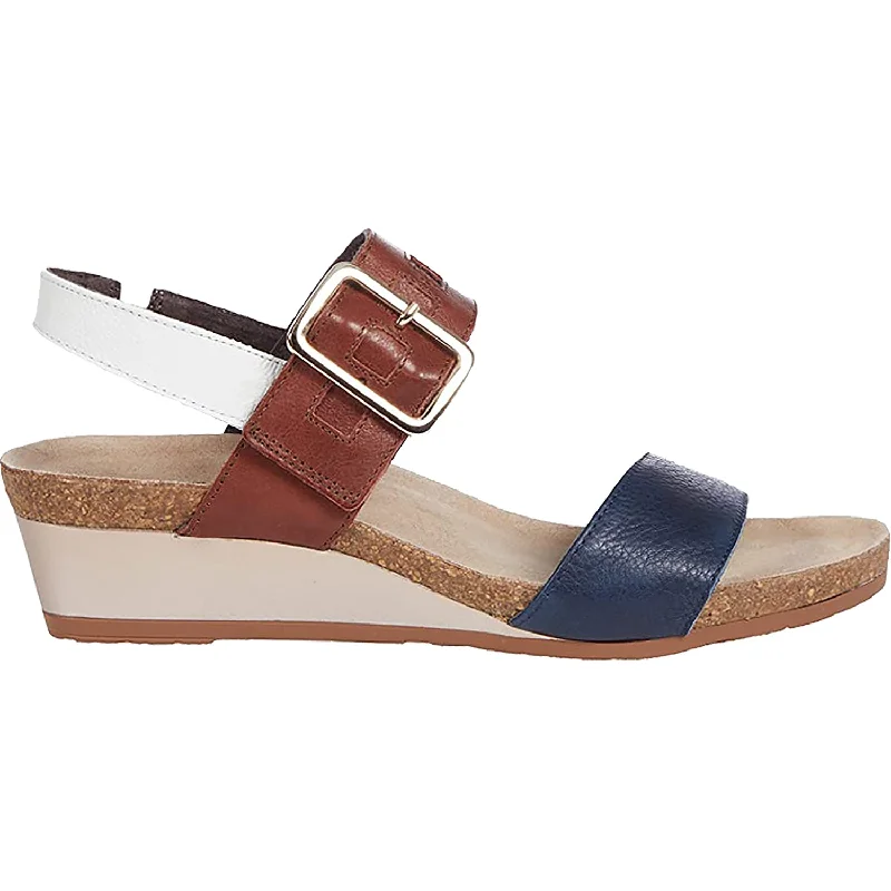 Men's sandals with a stretchy strap for a better fitWomen's Naot Dynasty Soft Ink/Soft Chestnut/Soft White Leather