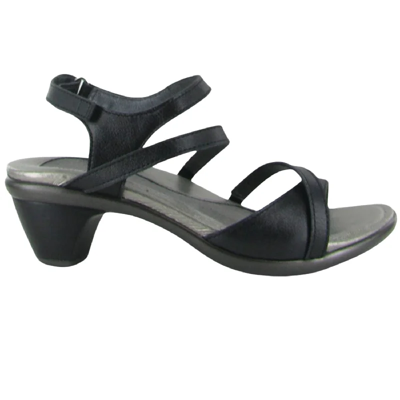 Men's sandals with a padded heelWomen's Naot Limit Shiny Black Leather