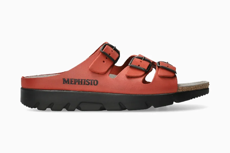 Men's sandals with a perforated leather upper for ventilationZach Fit. - Red