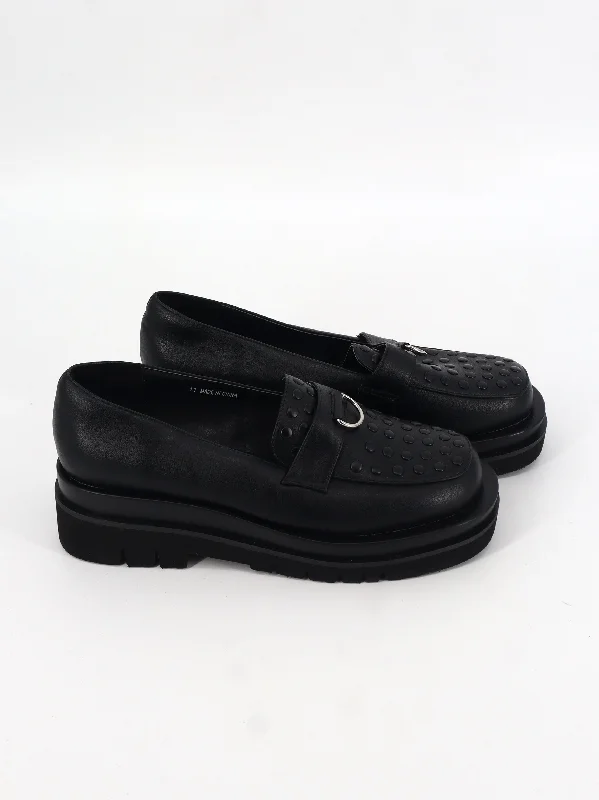 Men's casual shoes with a padded heel for comfortMen's Textured Leather Slip On Shoes,Black