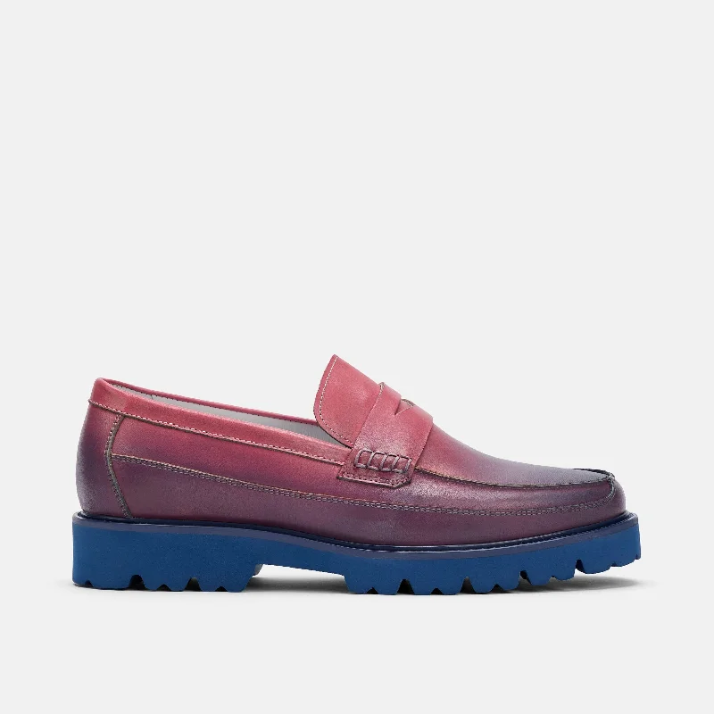 Adler Blue Purple Ombré Leather Penny Loafers