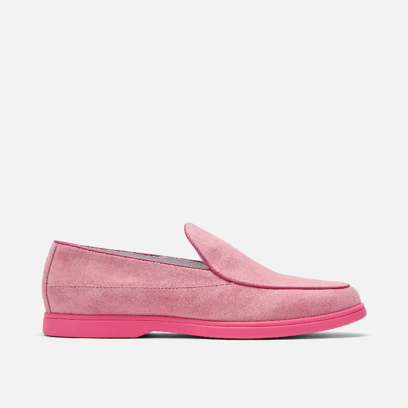 Men's loafers with a contrast stitching detailAlessandro Pink Suede Venetian Loafers