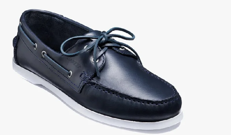 Canvas slip - on men's casual shoes for convenienceBarker Keel Moccasin Shoe -  Navy Pull Up