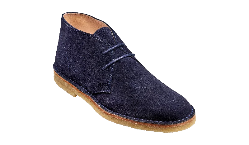 Men's casual shoes with a stretchy side panelBarker Monty Desert Boot - Navy Suede