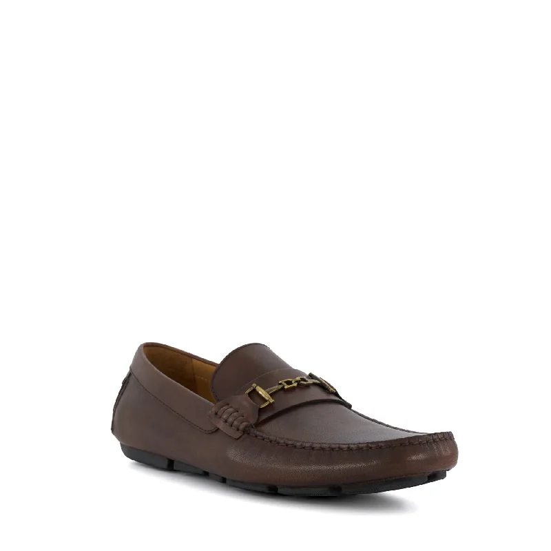 Slip - on men's loafers for easy wearBECKONS - DARK BROWN