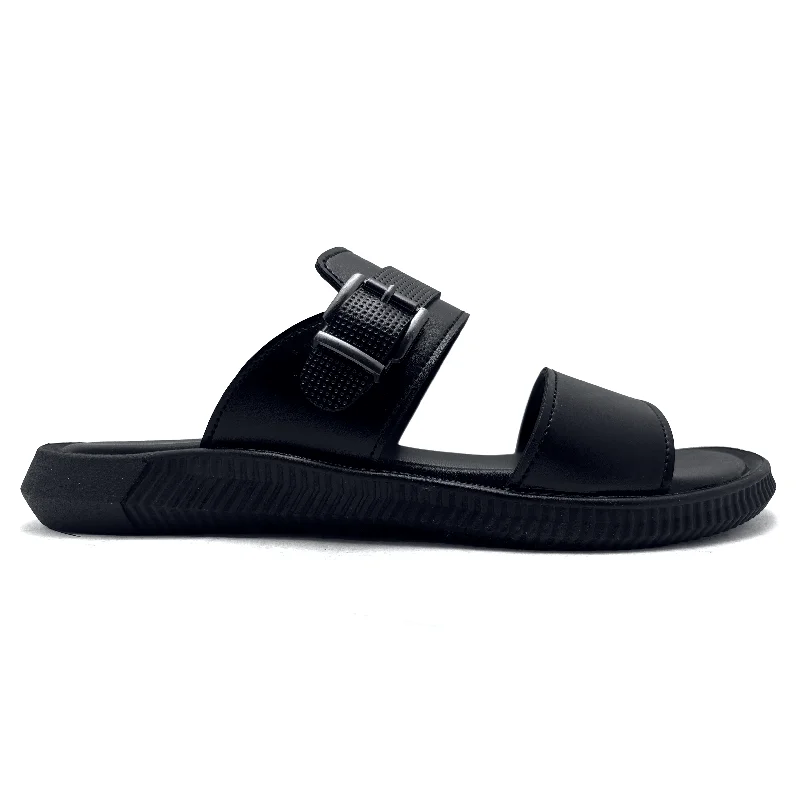 Men's slippers with a Velcro closure for easy on and offBlack Casual Slipper