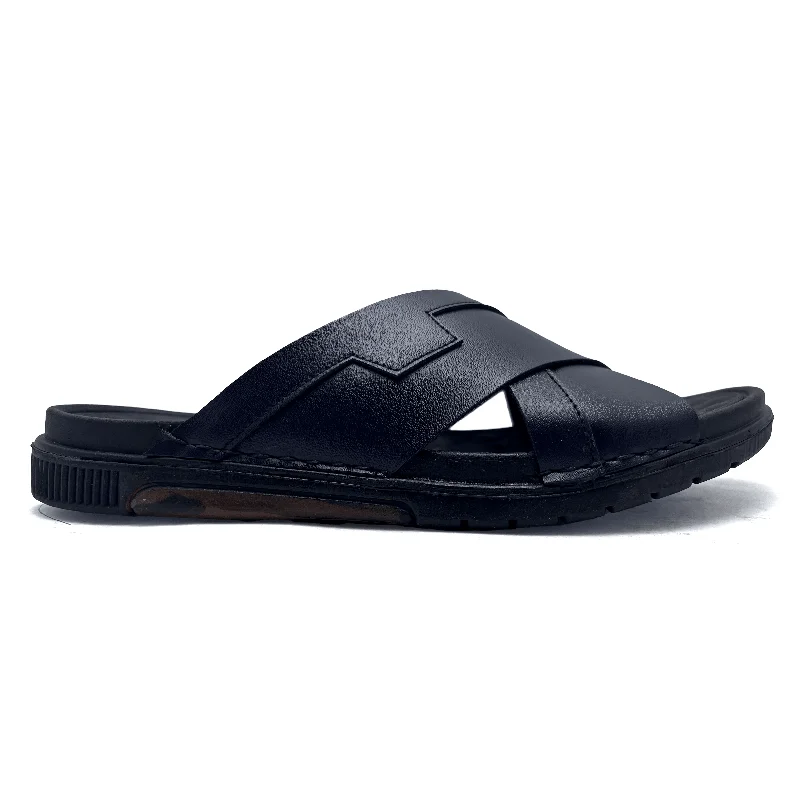 Men's slippers with a leather sole for a classic lookBlack Casual Slipper