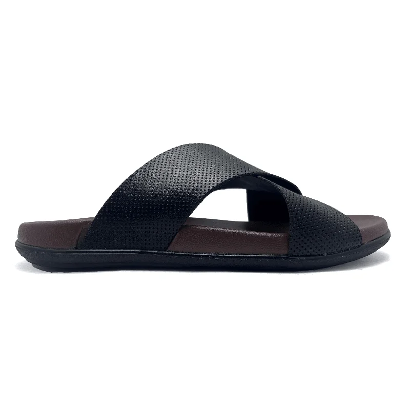 Men's slippers with a Velcro closure for easy on and offBlack Casual Slipper