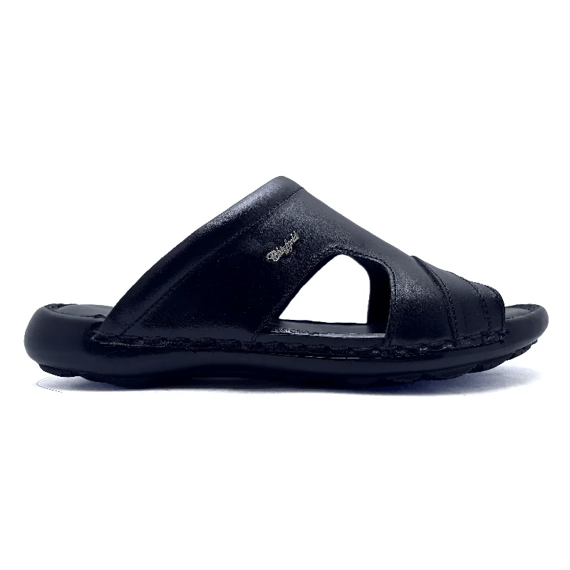 Men's slippers with a logo patch on the sideBlack Casual Slipper