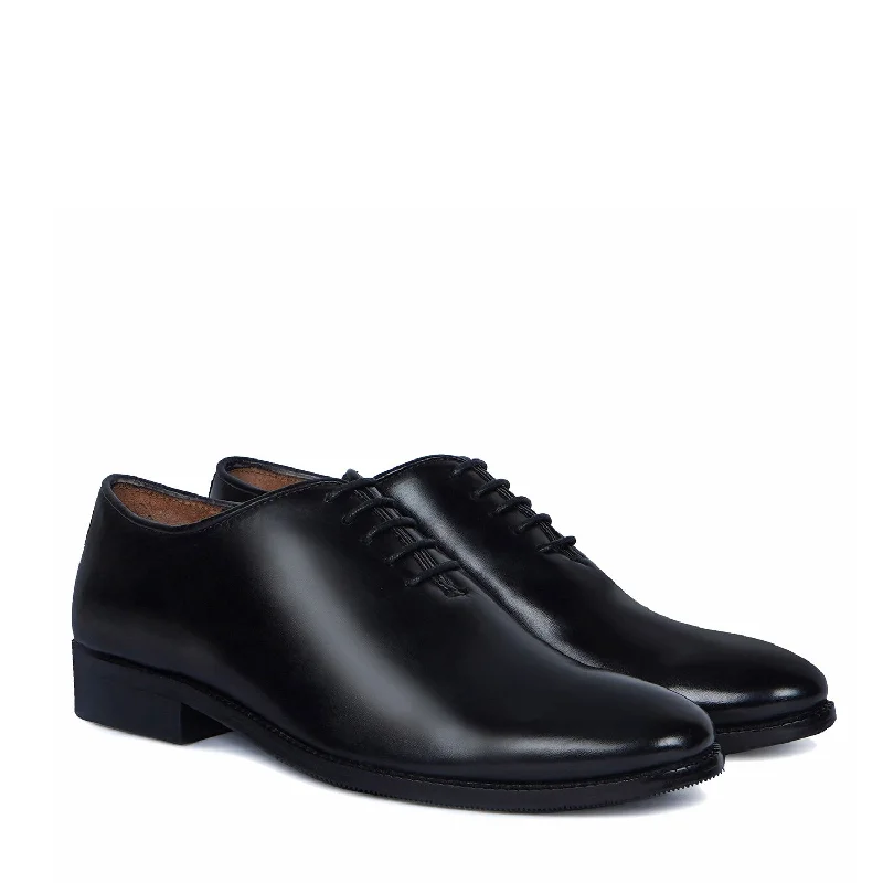 Men's Oxfords in a dark burgundy leather for a unique styleBlack Hand Painted Leather Handmade Whole Cut/One-Piece Oxford Shoes For Men by Brune & Bareskin Men's Oxfords in a dark burgundy leather for a unique styleBlack Hand Painted Leather Handmade Whole Cut/One-Piece Oxford Shoes For Men by Brune & Bareskin