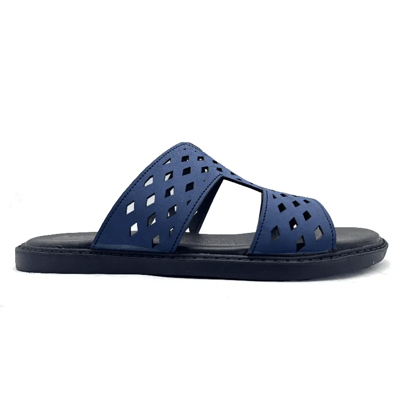 Men's slippers with a logo patch on the sideBlue Casual Slipper