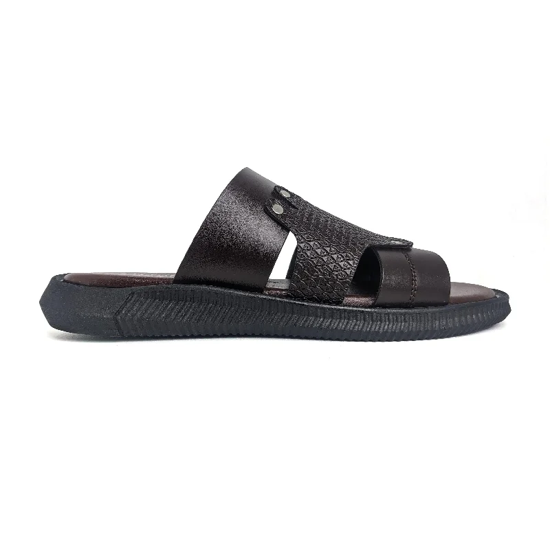 Men's slippers with a logo patch on the sideBrown Casual Slipper