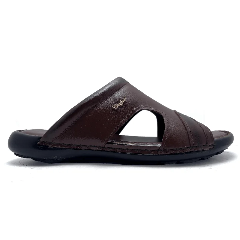 Men's slippers with a logo patch on the sideBrown Casual Slipper