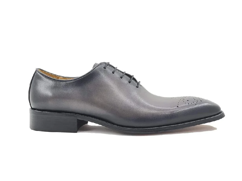 Men's Oxfords with a padded collar for a comfortable fitBurnished Calfskin Lace-Up Oxford Grey Men's Oxfords with a padded collar for a comfortable fitBurnished Calfskin Lace-Up Oxford Grey