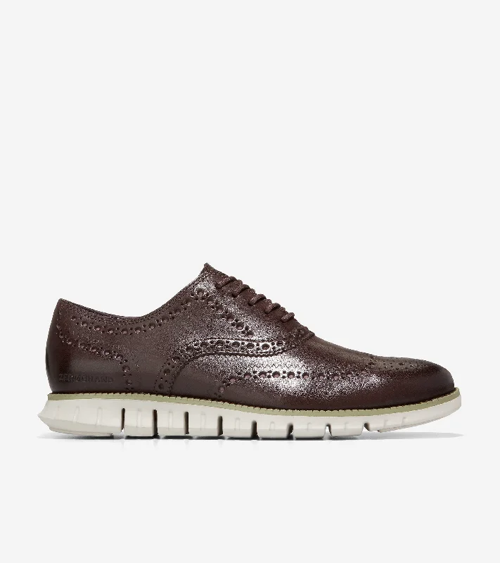 Men's Oxford shoes with a smooth leather upper and a leather soleMen's ZERØGRAND Wingtip Oxford Men's Oxford shoes with a smooth leather upper and a leather soleMen's ZERØGRAND Wingtip Oxford