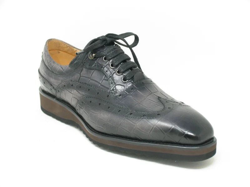Men's leather Oxford shoes with a plain toeCalfskin Lace-Up Oxford Grey