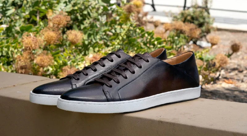 Men's Oxfords with a classic silhouette and a high - shine finishCalfskin Lace-Up Sneaker Chestnut Men's Oxfords with a classic silhouette and a high - shine finishCalfskin Lace-Up Sneaker Chestnut