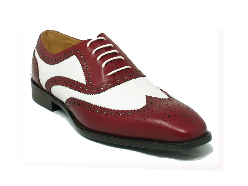 Men's Oxford shoes with a buckle closure and a pointed toeCalfskin Spectator Wingtip Oxford Red/White Men's Oxford shoes with a buckle closure and a pointed toeCalfskin Spectator Wingtip Oxford Red/White