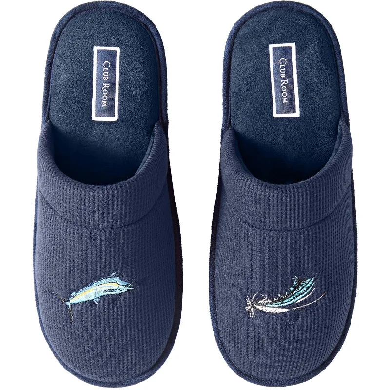 Men's slippers with a removable insole for cleaningClub Room Mens Fish Waffle Slip On Slide Slippers