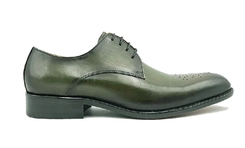 Men's Oxfords with a high - quality leather upperBurnished Calfskin Lace-Up Oxford Olive
