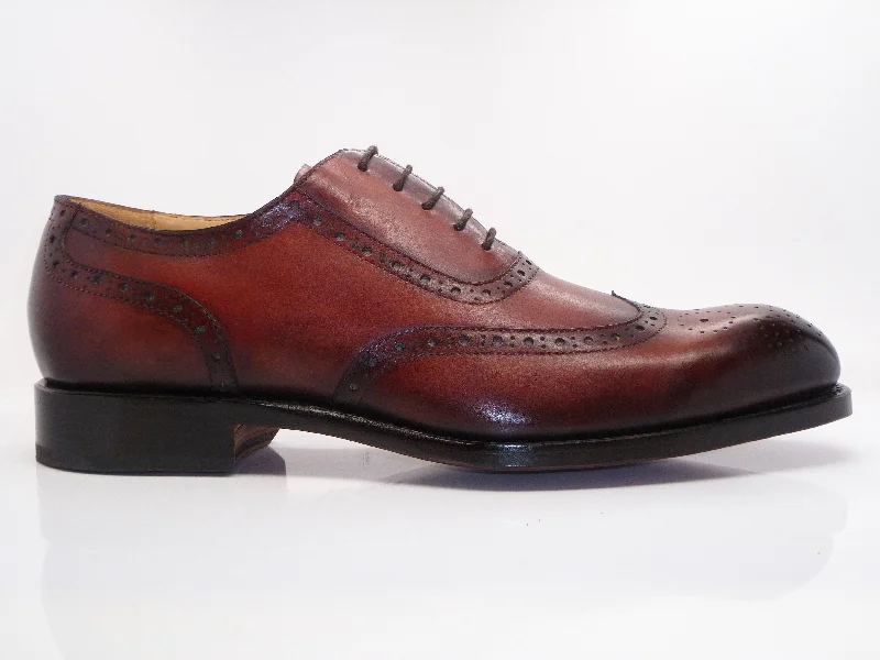 Men's Oxfords with a high - quality leather upperBurnished Calfskin Wingtip Oxford Mahogany Men's Oxfords with a high - quality leather upperBurnished Calfskin Wingtip Oxford Mahogany