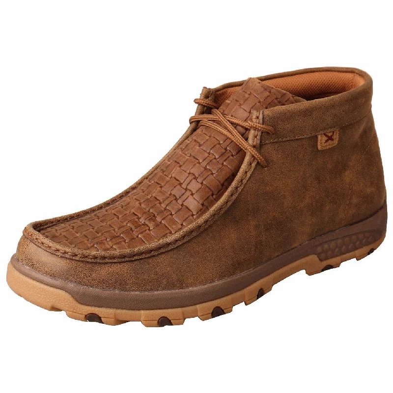 Men's casual shoes with a removable footbed for cleaningTwisted X Men's Chukka Driving Moc- Bomber and Chocolate