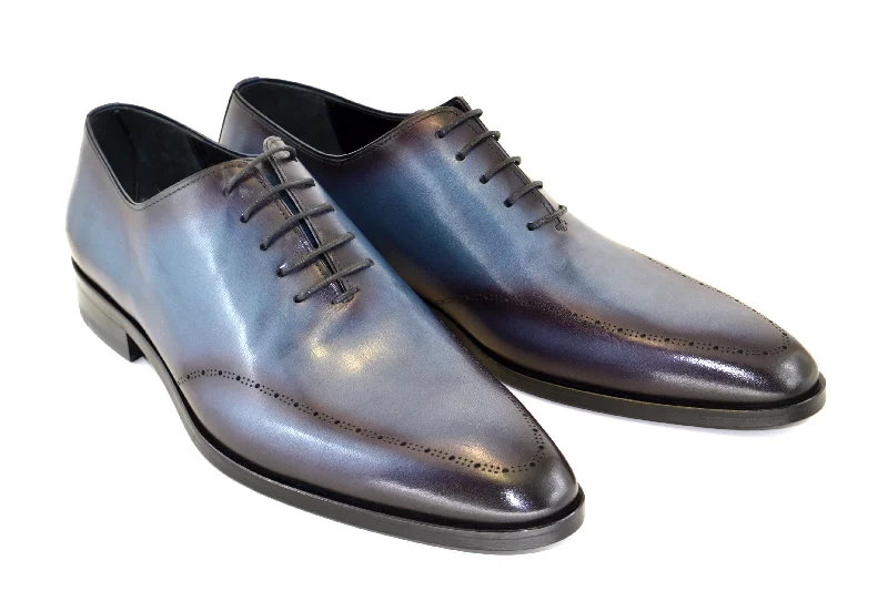 Men's Oxfords with a contrast stitching on the weltCorrente Burnished Calfskin Lace-Up Oxford Blue