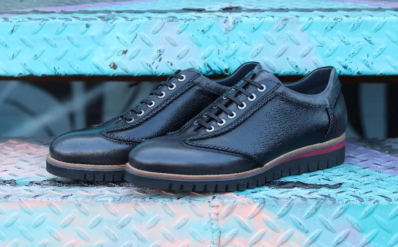 Men's Oxford shoes with a leather lining for breathabilityCorrente Calfskin & Deerskin Lace-Up Oxford Black/Grey Men's Oxford shoes with a leather lining for breathabilityCorrente Calfskin & Deerskin Lace-Up Oxford Black/Grey