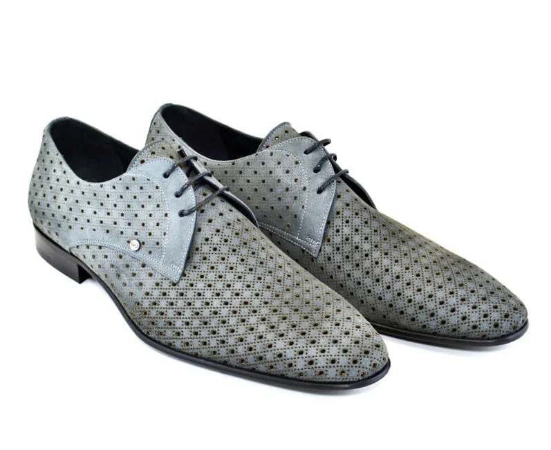 Men's Oxfords with a high - quality leather upperCorrente Suede Lace-Up Oxford Grey Men's Oxfords with a high - quality leather upperCorrente Suede Lace-Up Oxford Grey
