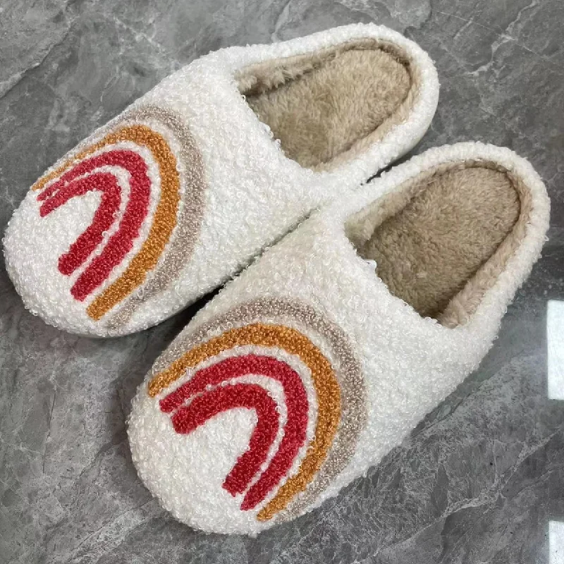 Men's slippers in a warm color like red or brownCute Rainbow Cotton Slippers