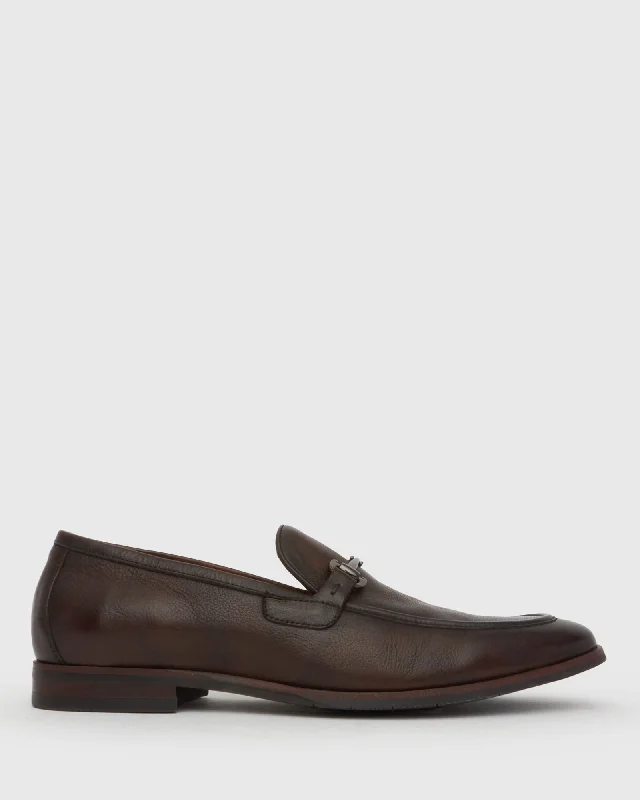 Men's loafers in a neutral color like black or brownNATE Leather Buckle Trim Loafers