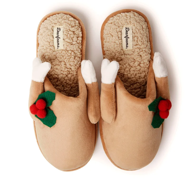 Men's slippers with a decorative pom - pom or tasselDearfoams Mens Carson Holiday Scuff