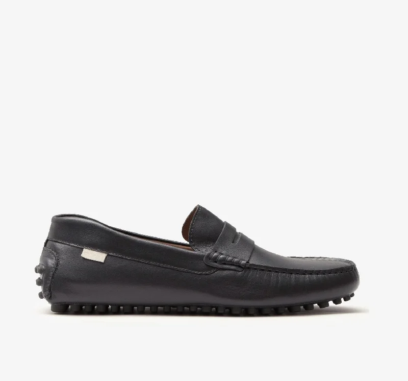 Men's leather loafers with a penny slotDriver | Charcoal Leather