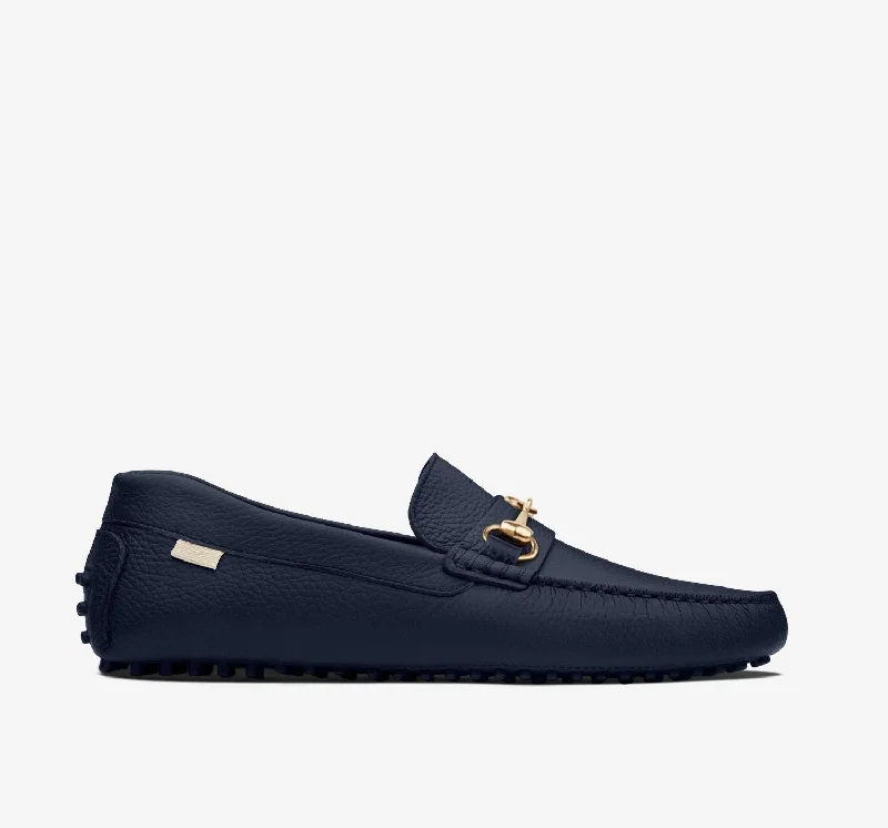 Men's loafers with a decorative buckleDriver | Navy Pebbled HB