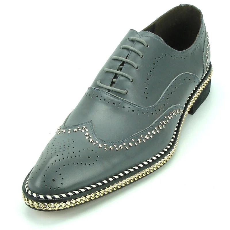 Men's leather Oxford shoes with a plain toeFiesso FI-7201 Grey Oxfords